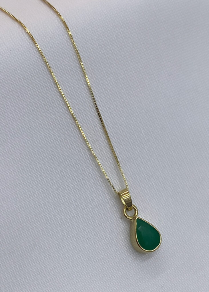 Cadena Y Dije De Oro Con Esmeralda Natural Lu Joyas