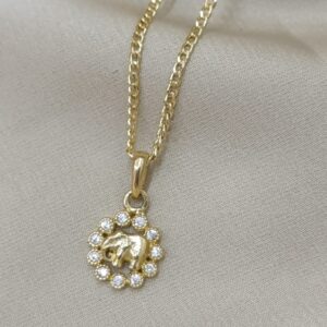 Dije en oro de 18k diseño elefante con circones